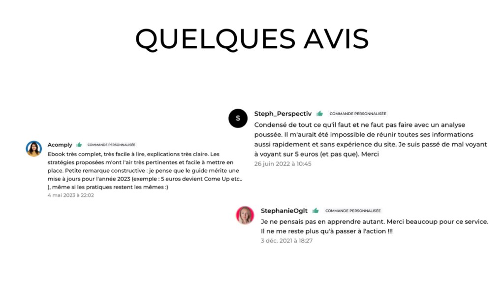 Les avis clients sur comeUp